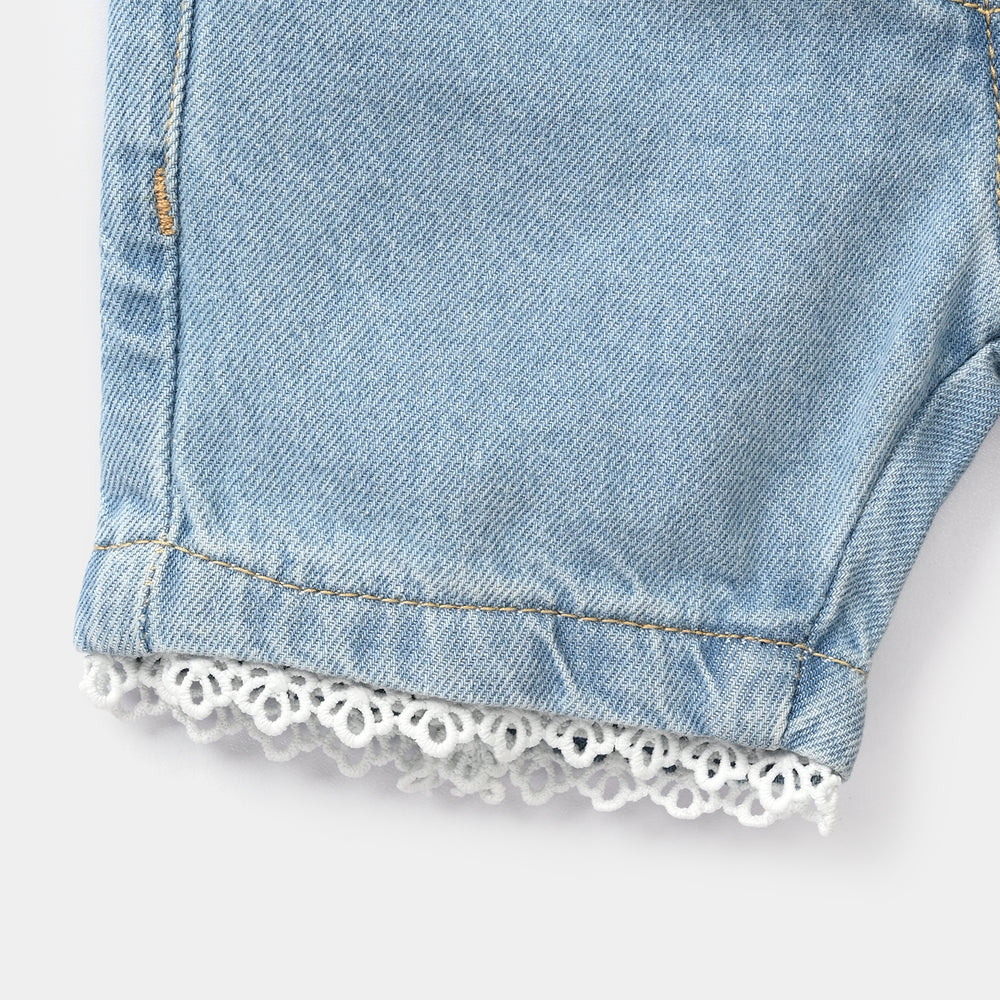 Infant Girls Denim Rigid Shorts - Light Blue