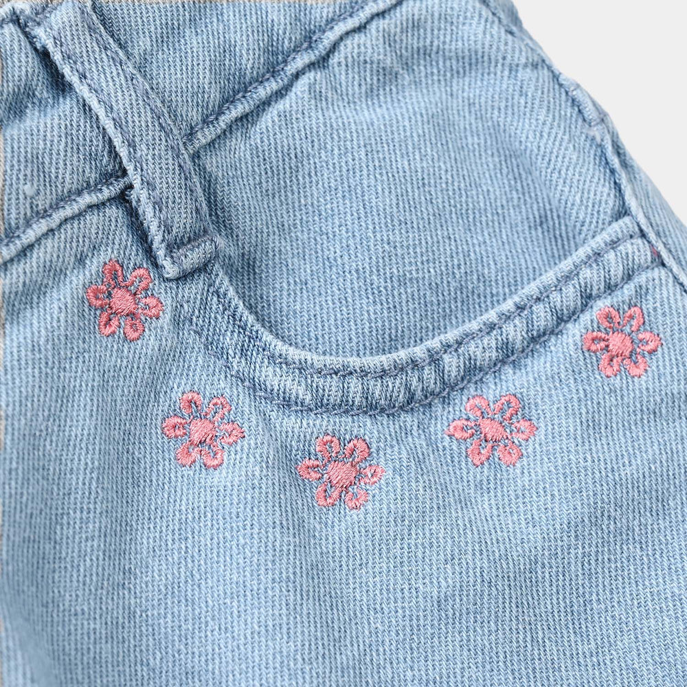 Infant Girls Denim Rigid Shorts - Light Blue