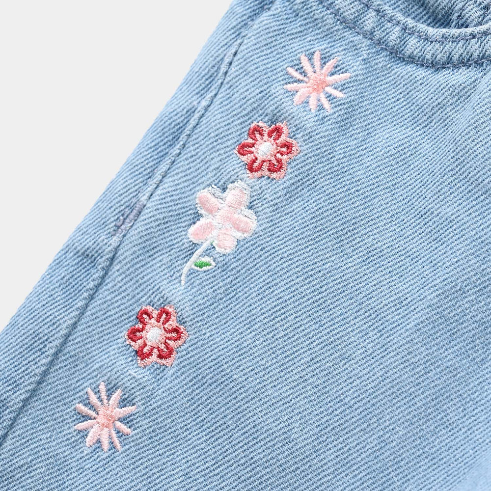 Infant Girls Denim Rigid Shorts - Light Blue