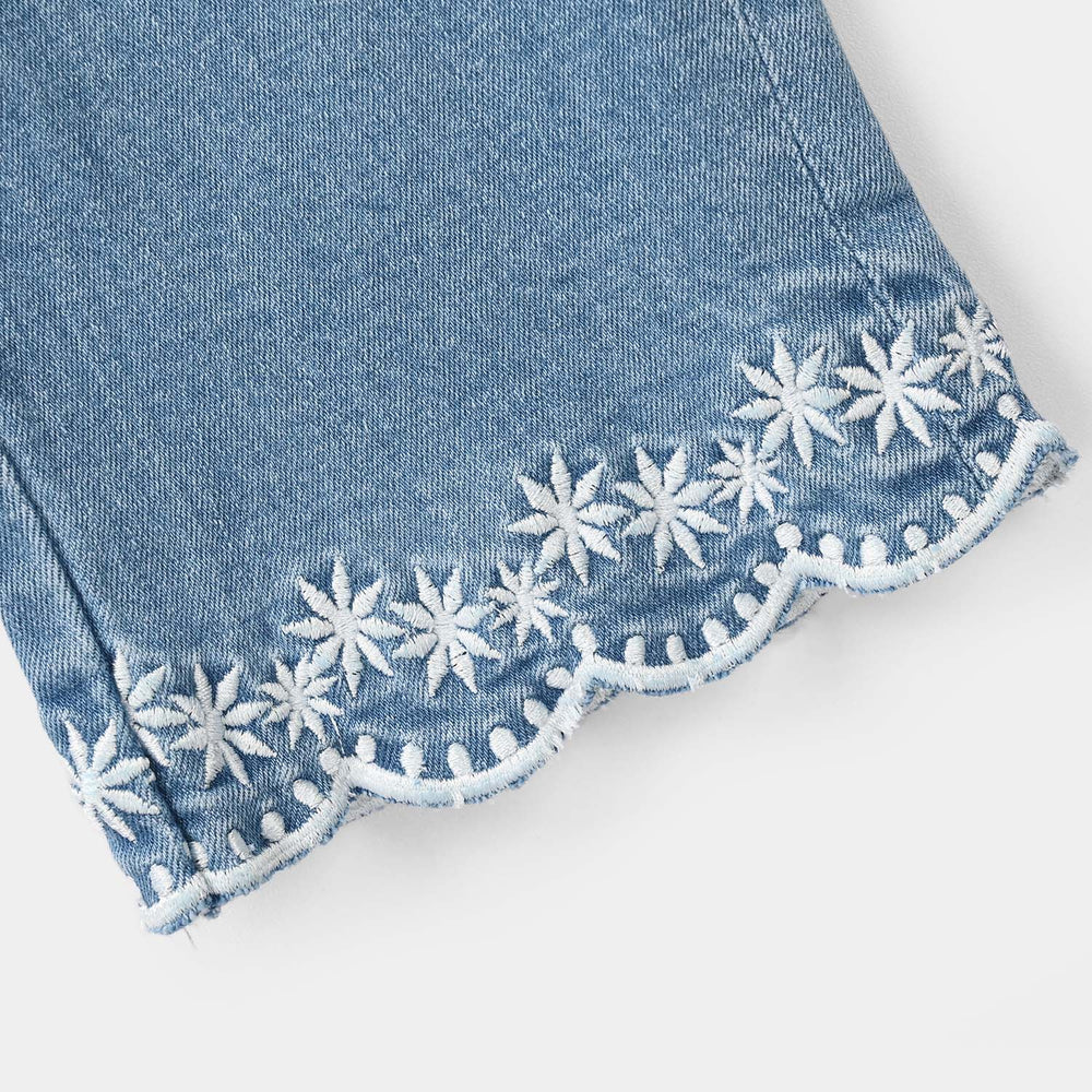Girls Denim Viscose Pant Tulips – Mid Blue