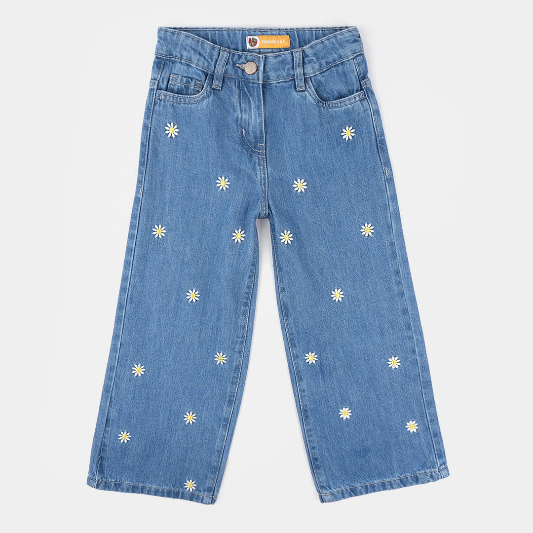 Girls Denim Viscose Pants (Lily) - Mid Blue