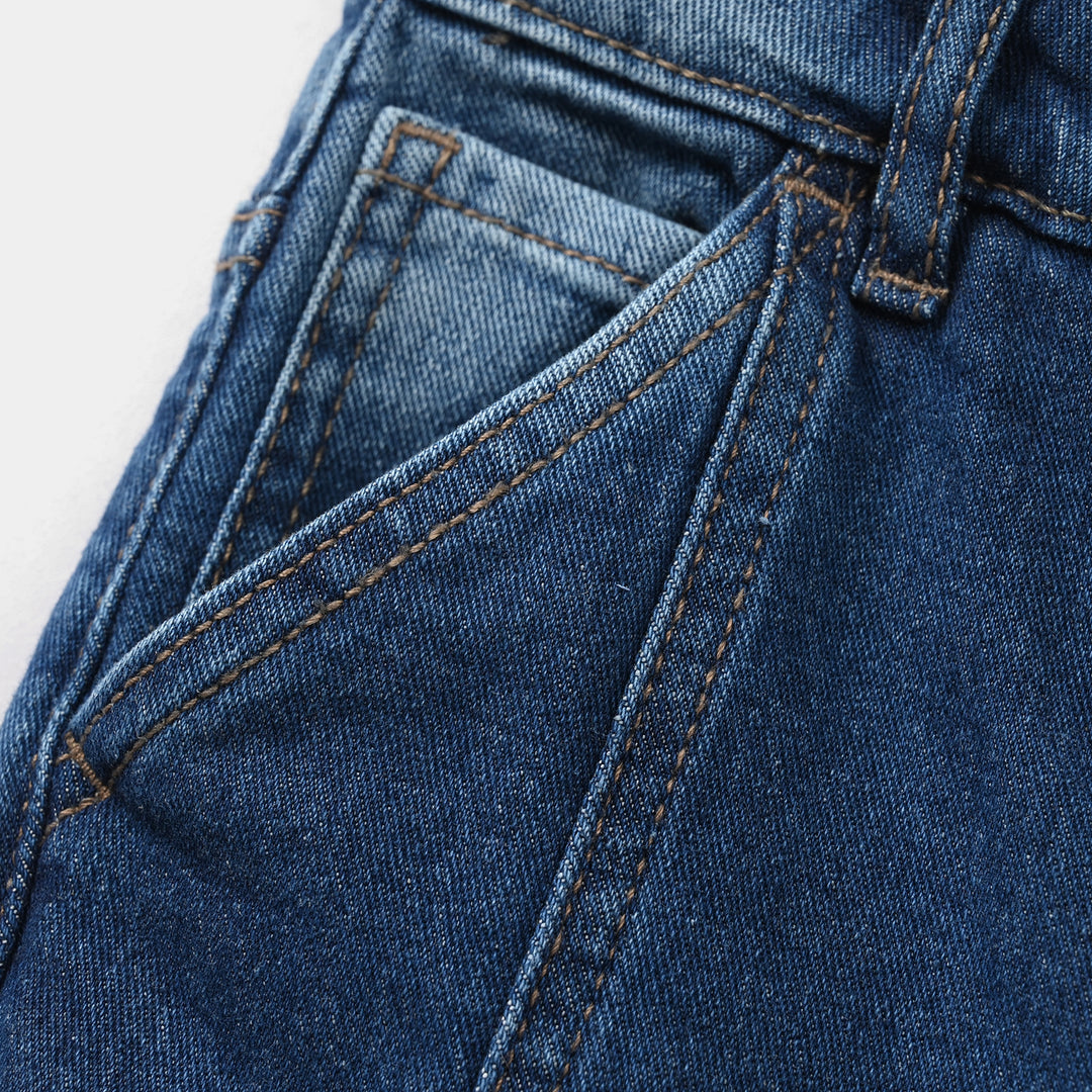 Girls Denim Viscose Pants - Dark Blue
