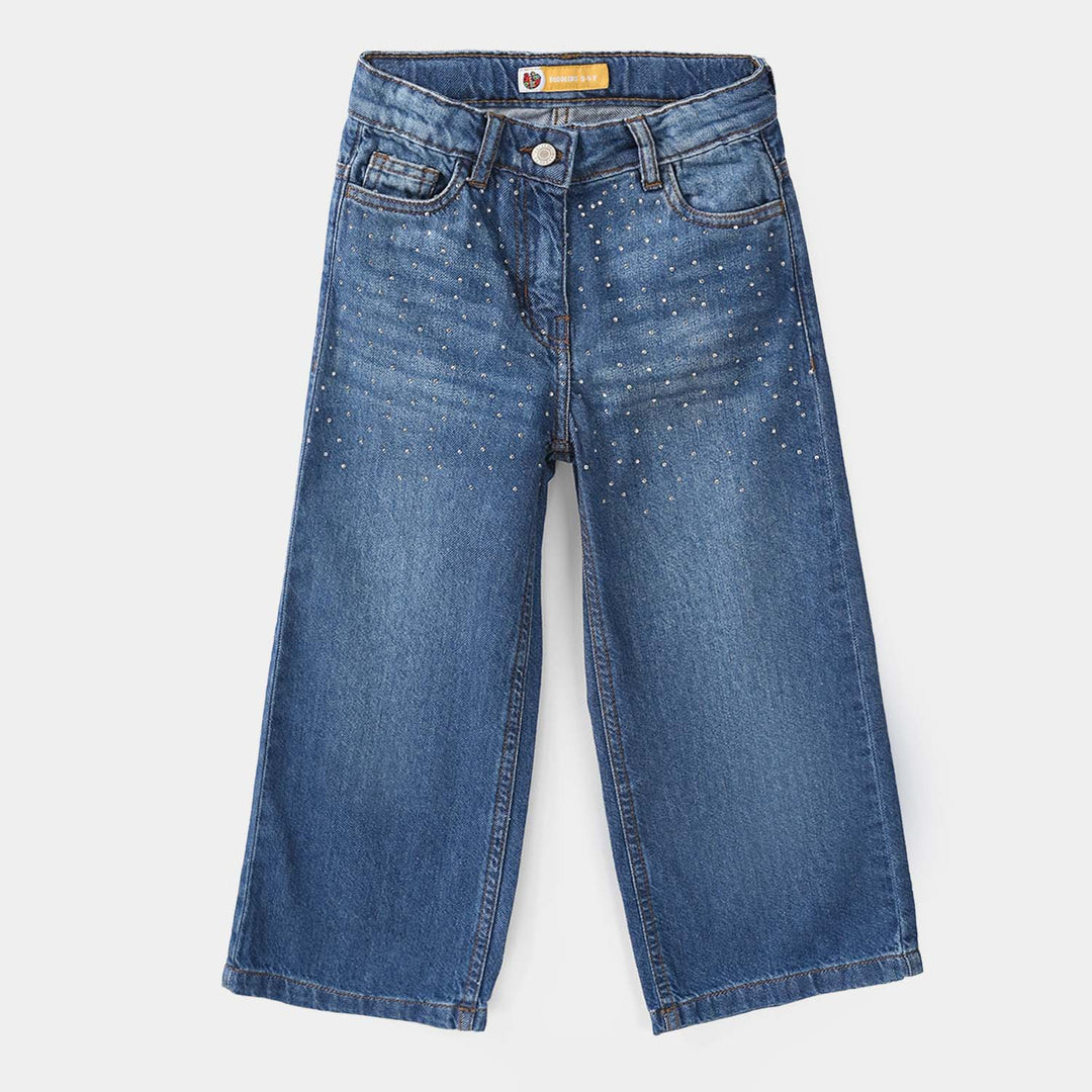 Girls Denim Viscose Pants (Pearl) - Dark Blue