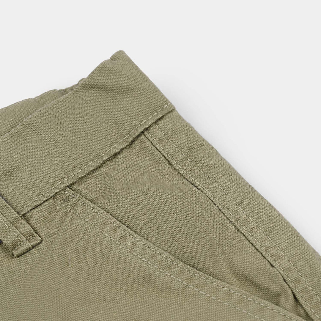 Boys Cotton Twill Shorts - Olive Green