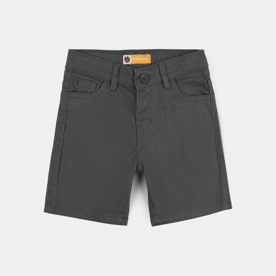 Boys Cotton Twill Shorts (Basic) - Grey