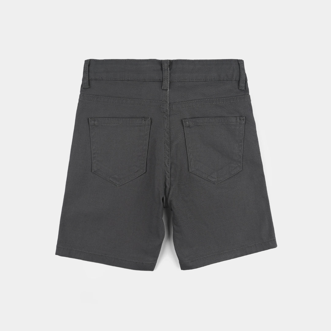 Boys Cotton Twill Shorts (Basic) - Grey
