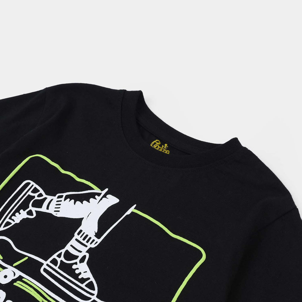 Boys Cotton Jersey T-Shirt (SHRED THE STREETS) - Jet Black