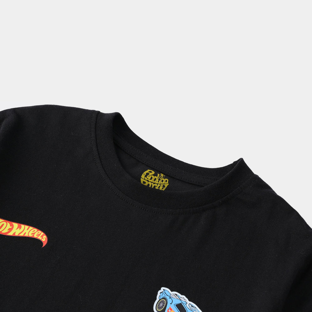 Boys Cotton Jersey T-Shirt (Hot Wheels) - Jet Black