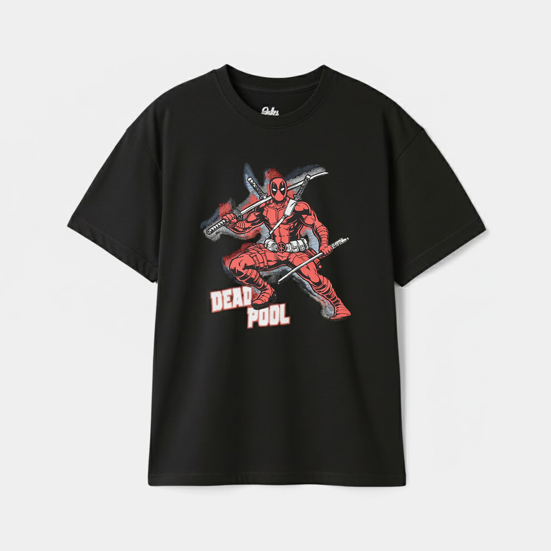 Boys Cotton Jersey T-Shirt (Dead Pool) - Jet Black