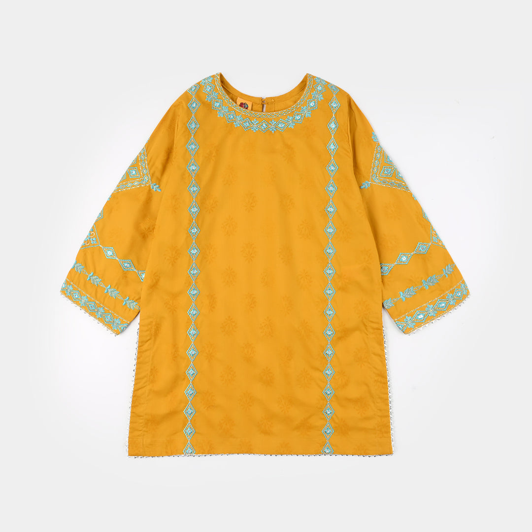 Girls Jacquard 3Pcs (Noor) - Mustard