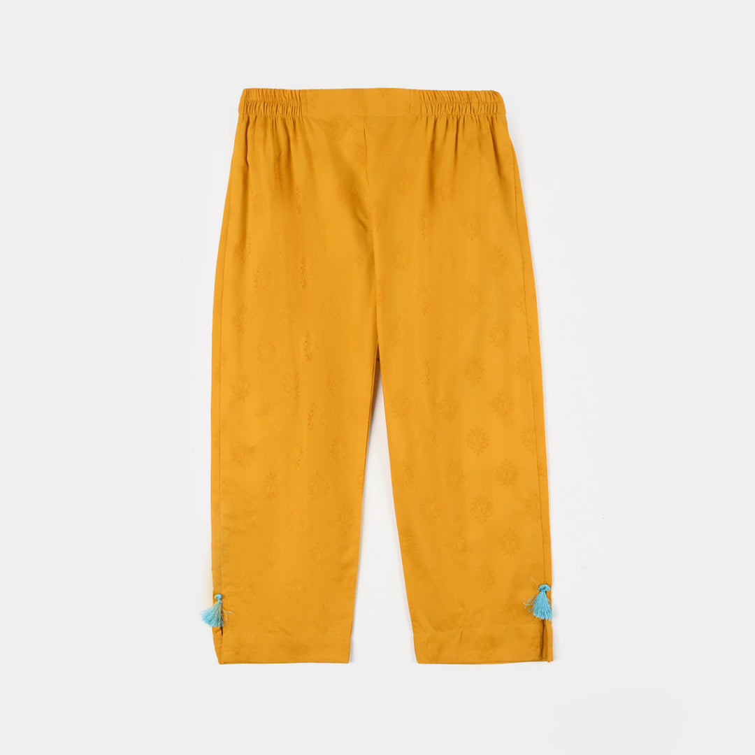 Girls Jacquard 3Pcs (Noor) - Mustard
