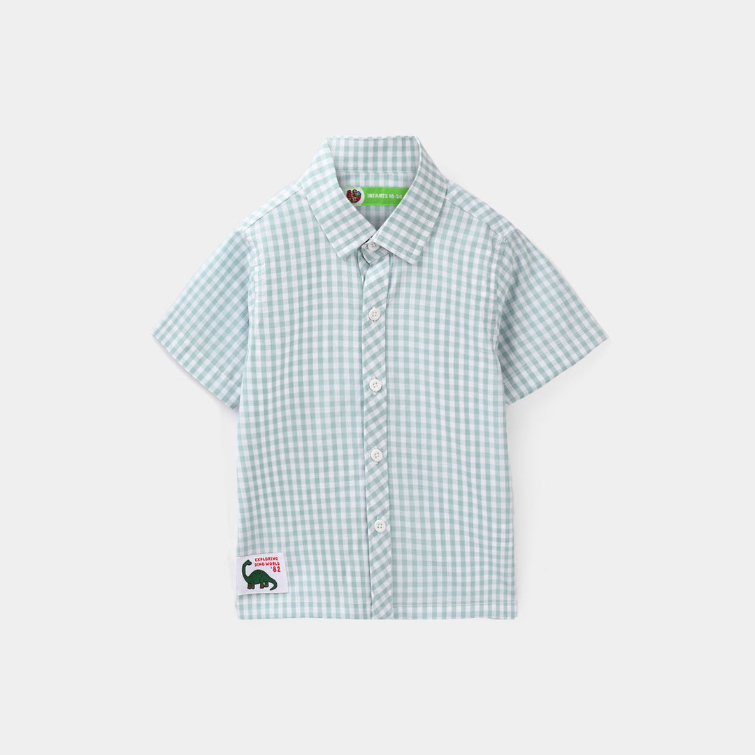 Infant Boys Yarn Dyed Shirt - Light Green