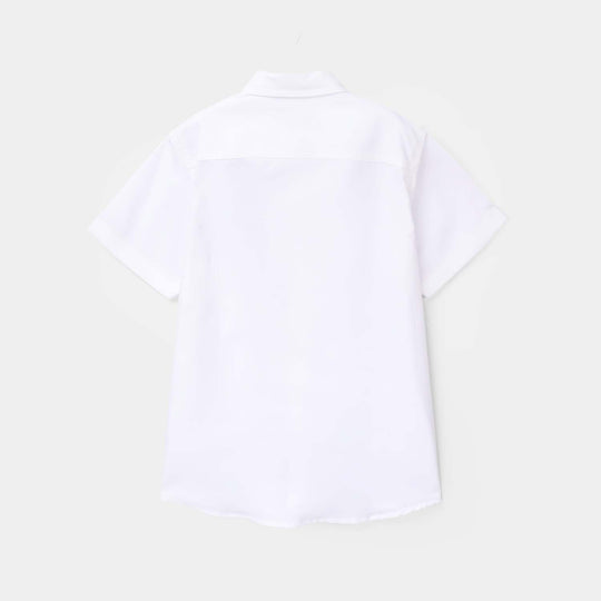 Boys Yarn Dyed Shirt - White