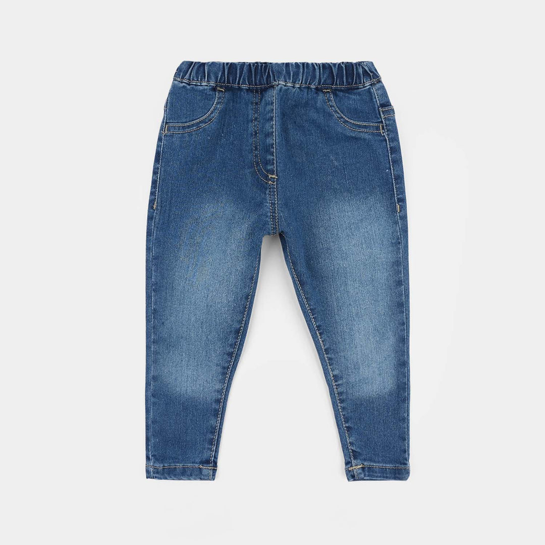 Infant Girls Denim Stretch Jeggings (Basic) - Mid Blue
