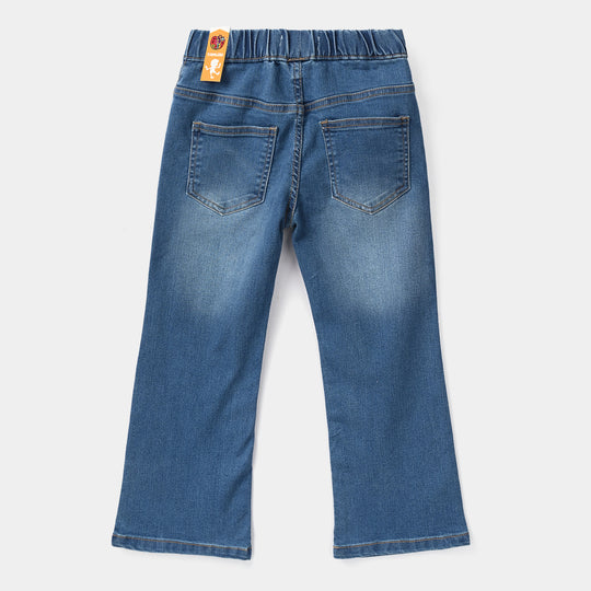Girls Denim Stretch Jeggings (Studs) - Mid Blue