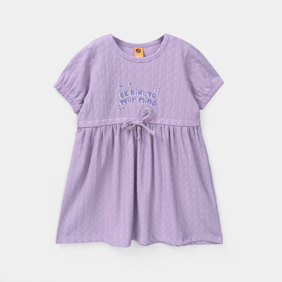 Girls Jacquard Knitted Frock (BE KIND) - Purple