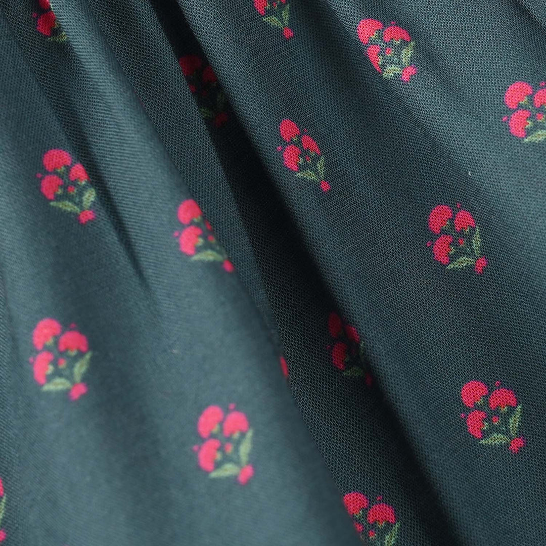 Girls Cotton Printed Pants Eira - Teal Blue