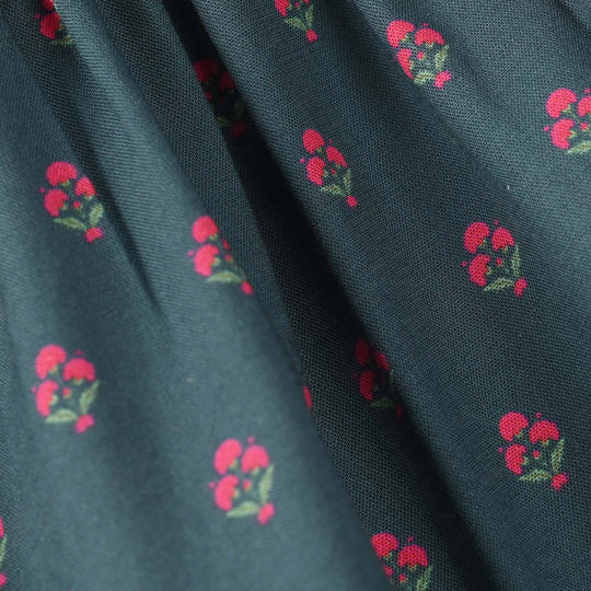 Girls Cotton Printed Pants Eira - Teal Blue