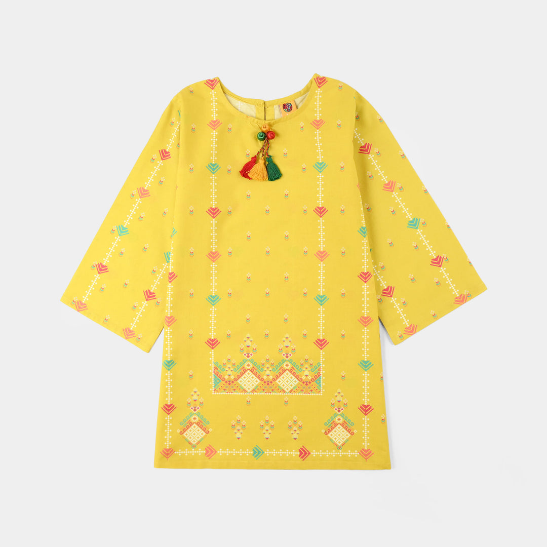 Girls Cotton Printed Kurti (Sunny) – Yellow