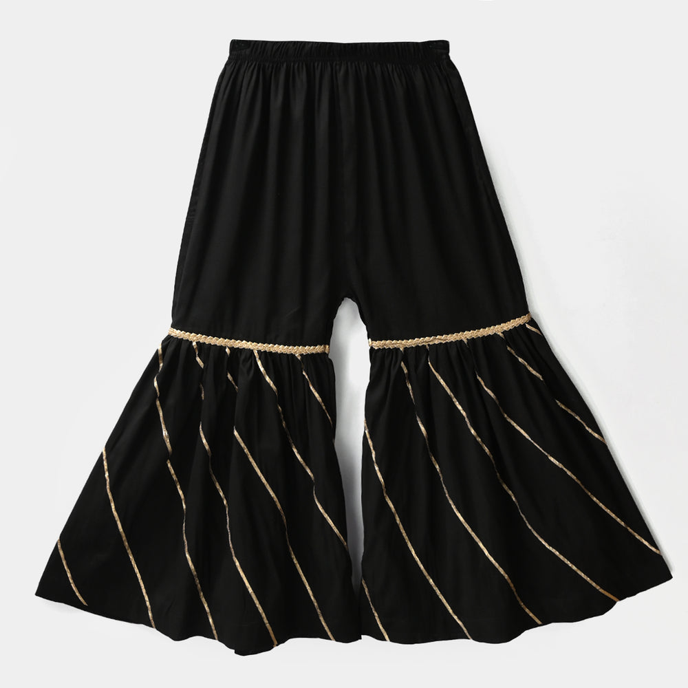 Girls Gharara Chata Patti - Black