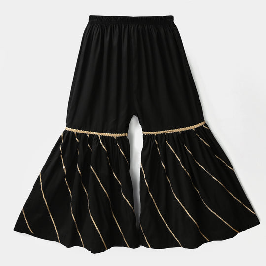 Girls Gharara Chata Patti - Black