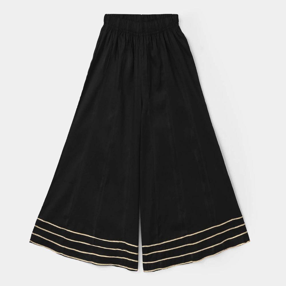 Girls Cotton Dhaka Pants (Gota Patti) – Black