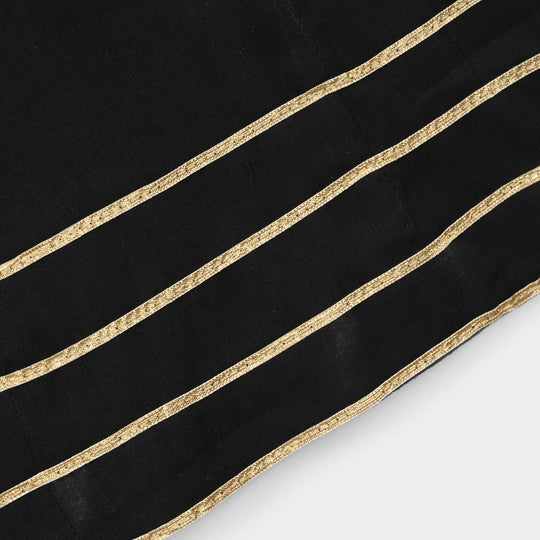 Girls Cotton Dhaka Pants (Gota Patti) – Black