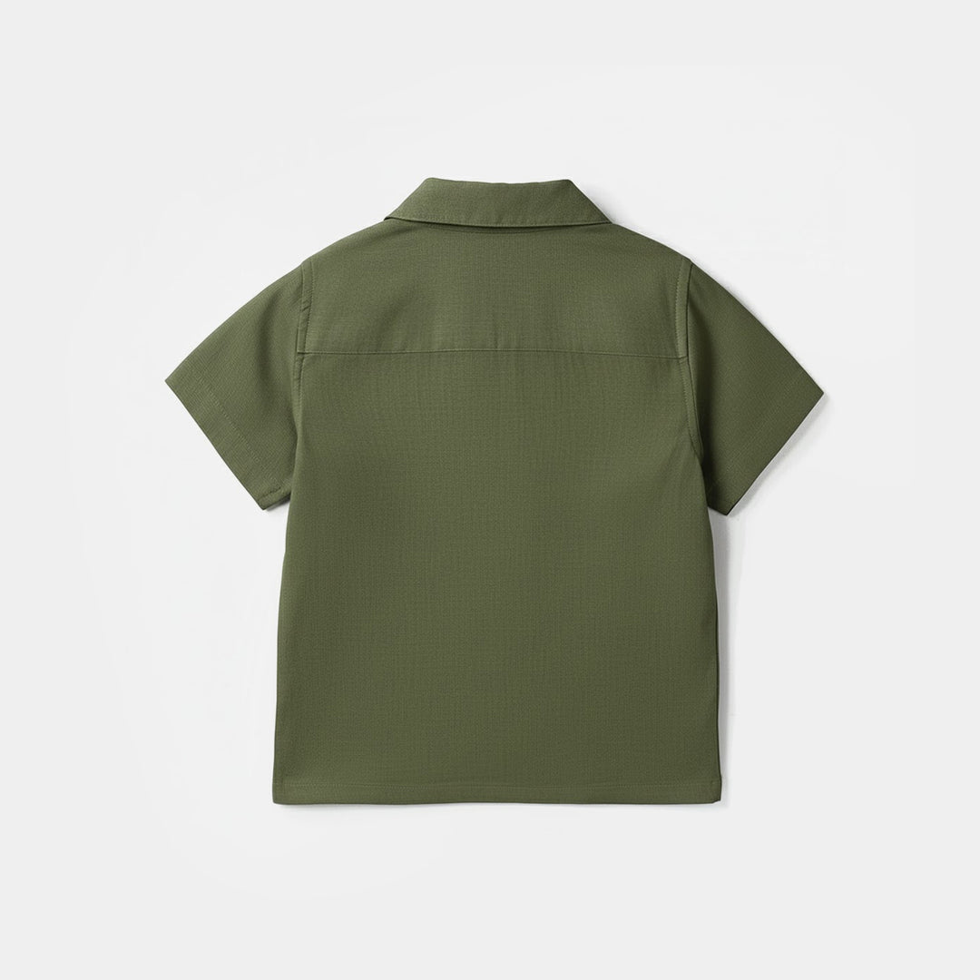 Infant Boys Yarn Dyed Shirt (Keep Going) - Green