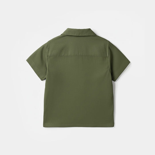 Infant Boys Yarn Dyed Shirt (Keep Going) - Green