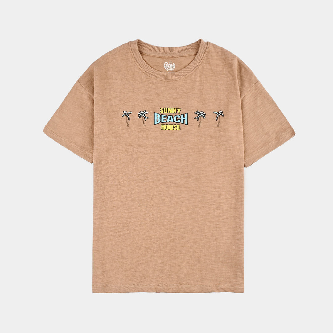 Boys Slub Jersey T-Shirt (Sunny Beach) - Brown