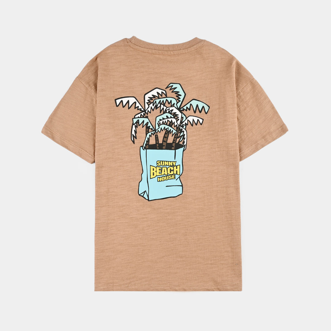 Boys Slub Jersey T-Shirt (Sunny Beach) - Brown
