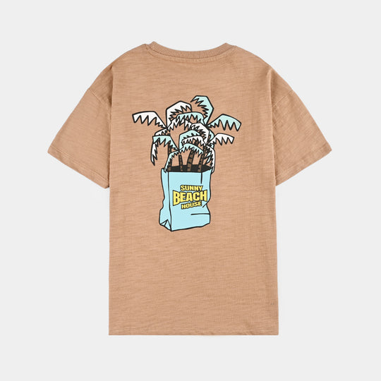 Boys Slub Jersey T-Shirt (Sunny Beach) - Brown