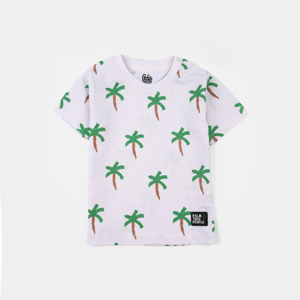 Infant Boys Jersey/Terry T-Shirt (Palm Tree People) - White