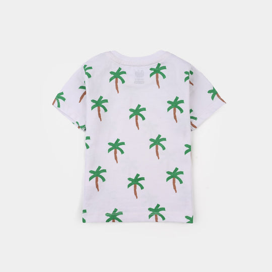 Infant Boys Jersey/Terry T-Shirt (Palm Tree People) - White