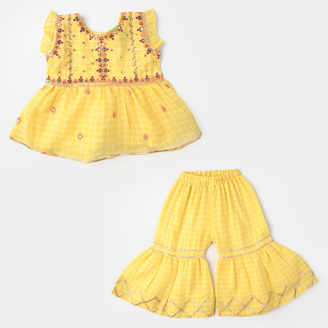 Infant Girls Cotton 2Pc Set (Summer Lime) - Yellow