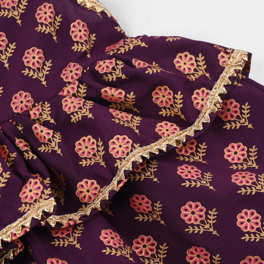 Infant Girls Poly Cambric 2Pcs Suit (Bebo) - Purple