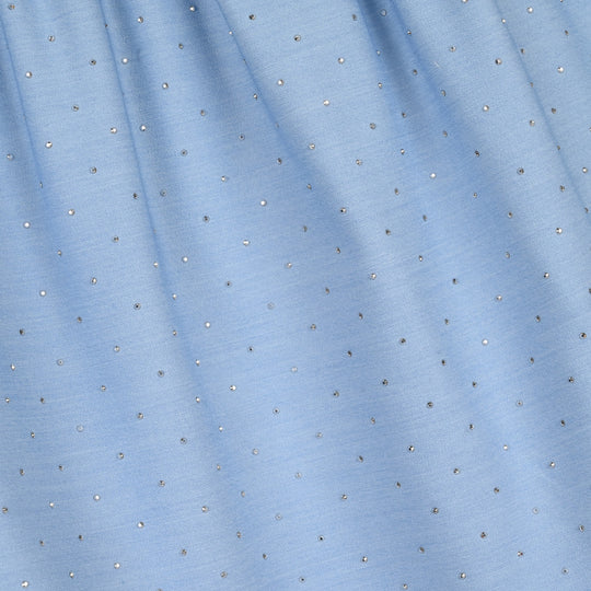 Girls Poly Cambric Shorts Skirt (Stud) - Sky Blue