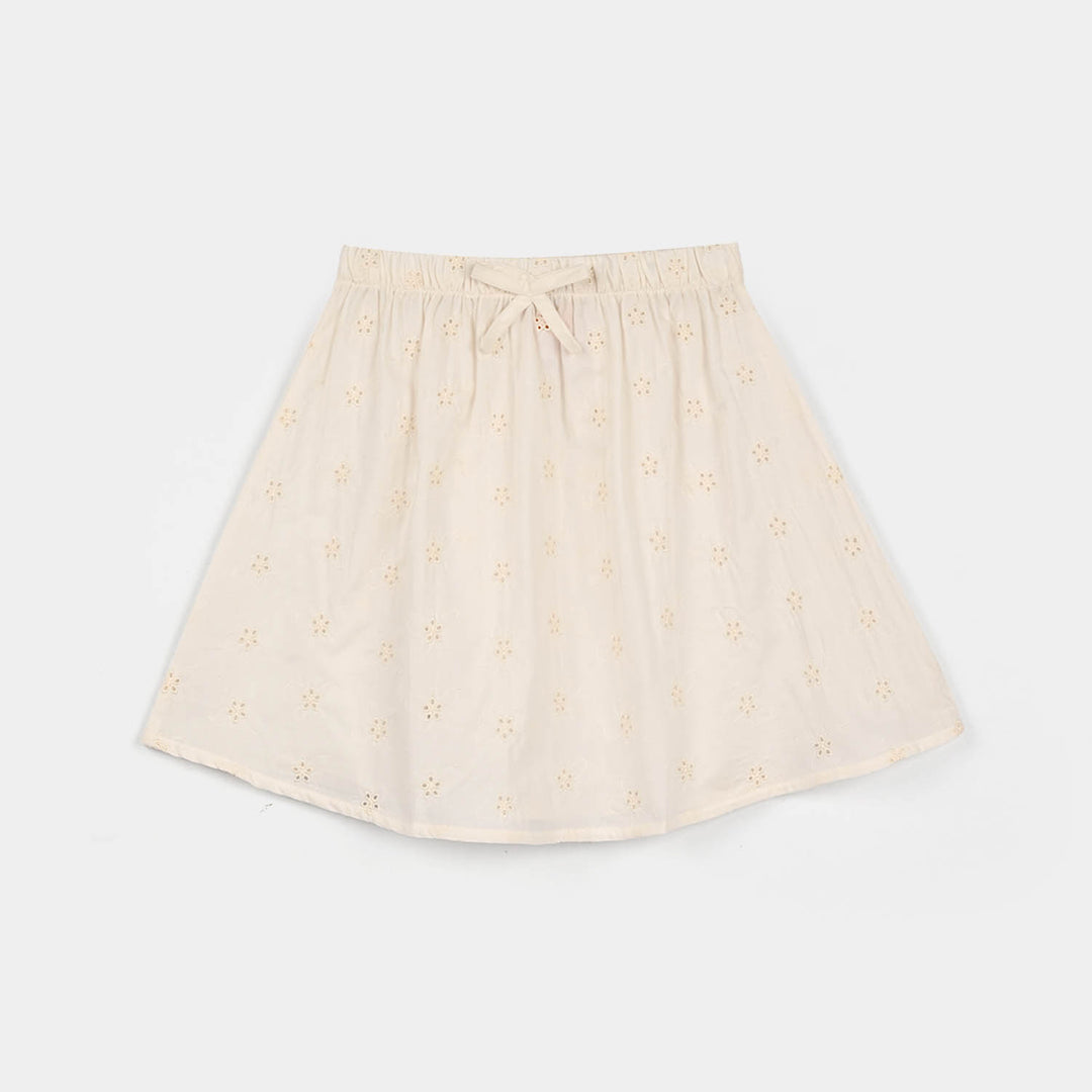 Girls Cotton Short Skirt (Rose) - OFF White
