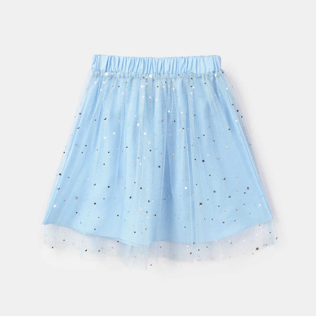 Girls Net Short Skirt Star – Light Blue