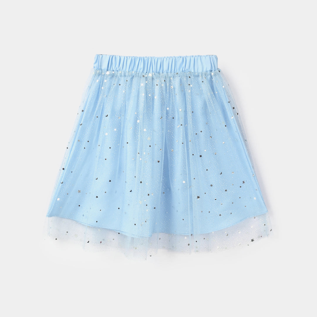 Infant Girls Net Short Skirt (Star) - Light Blue