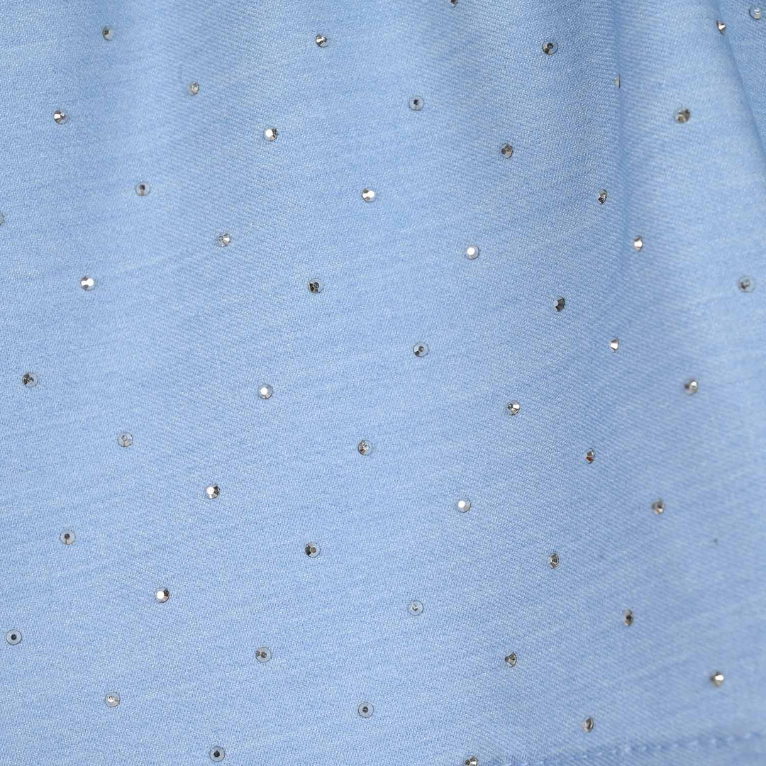 Infant Girls Poly Cambric Short Skirt (Stud) - Sky Blue