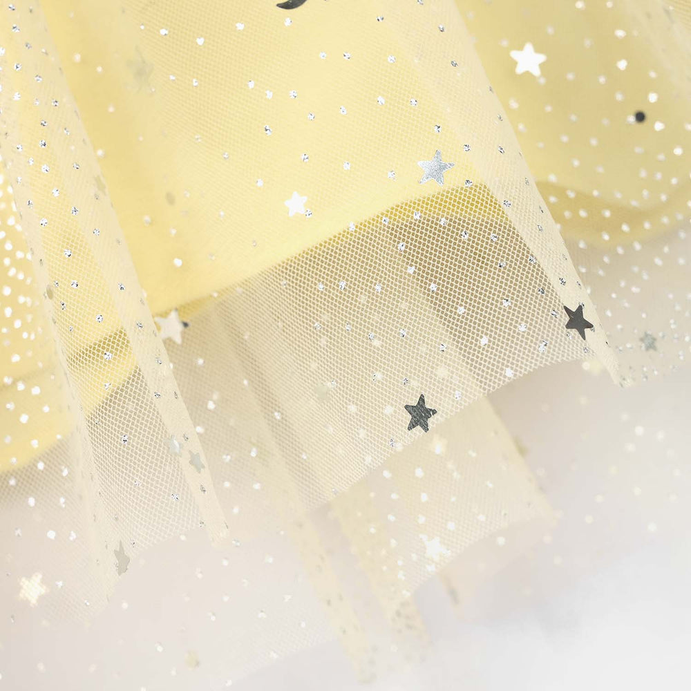 Infant Girls Net Short Skirt Shinny Star - Light Yellow