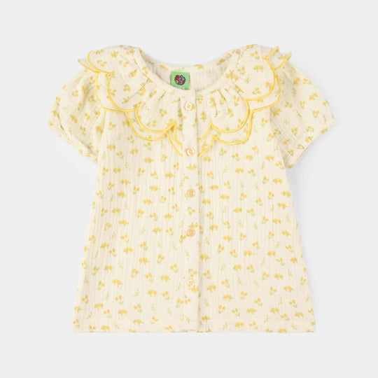 Infant Girls Gauze 2-Piece Suit (Sunflower) - Off White
