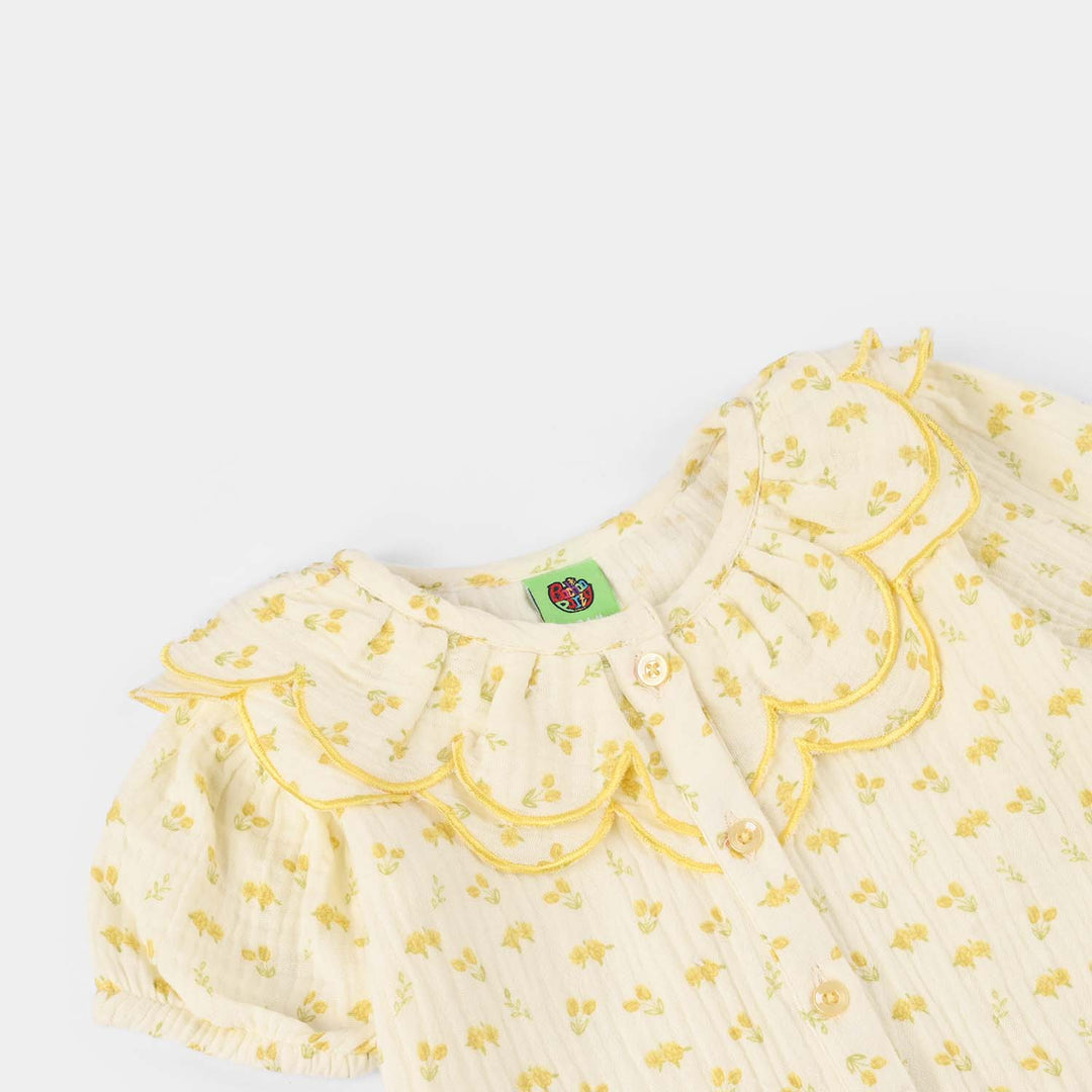 Infant Girls Gauze 2-Piece Suit (Sunflower) - Off White
