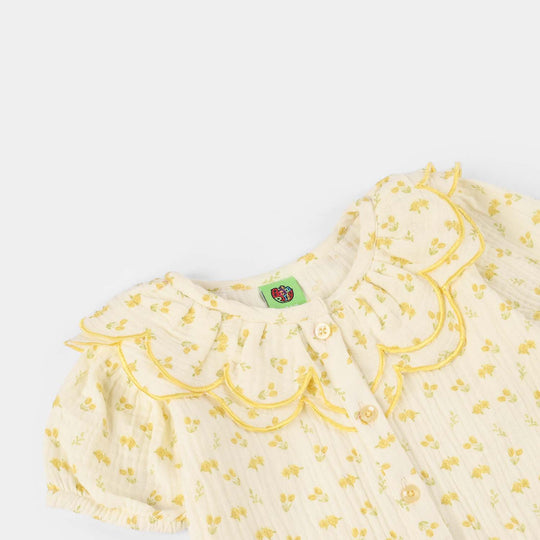 Infant Girls Gauze 2-Piece Suit (Sunflower) - Off White