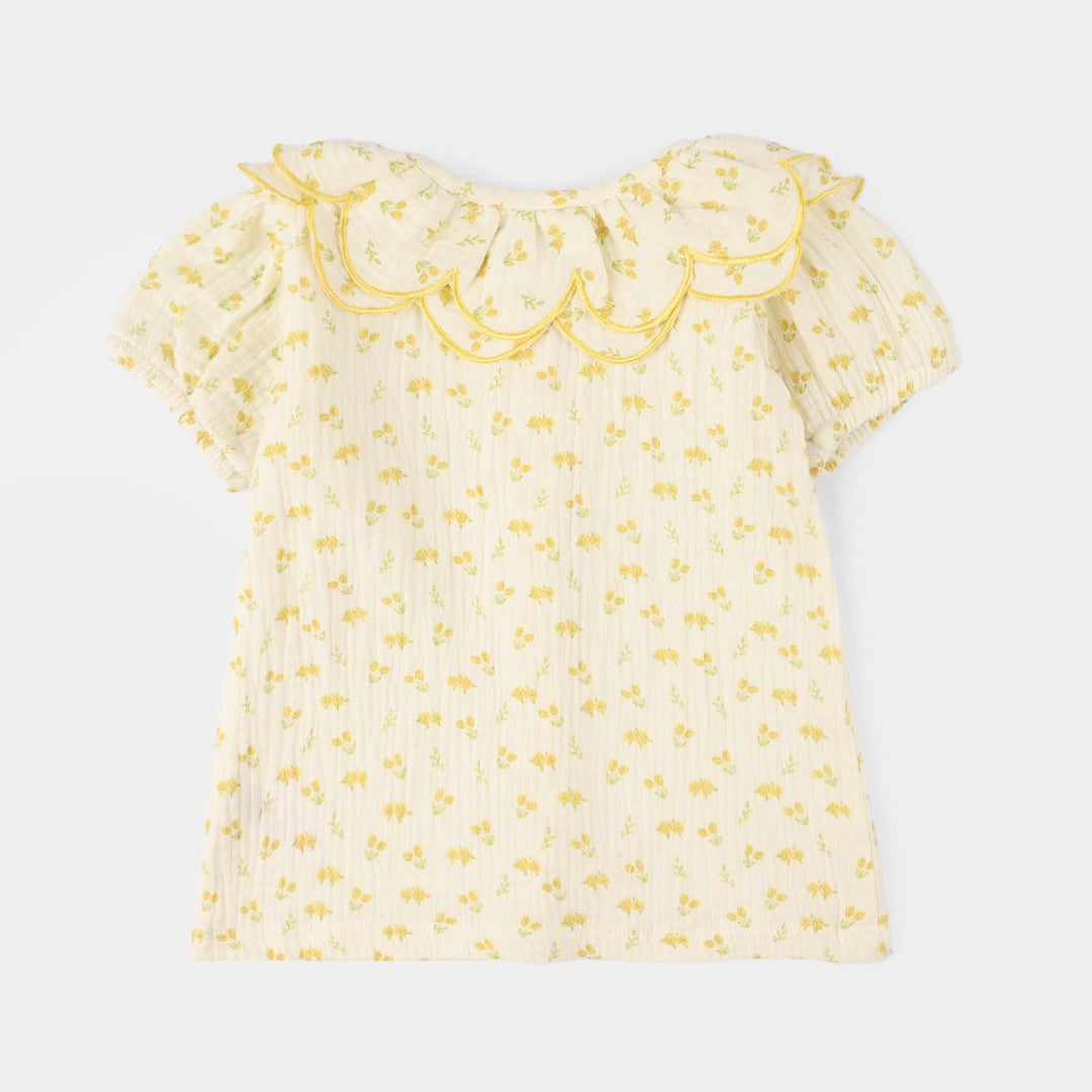 Infant Girls Gauze 2-Piece Suit (Sunflower) - Off White