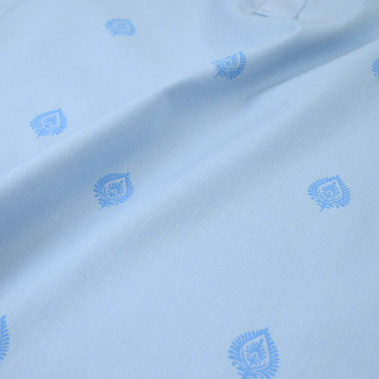 Boys Poly Viscose Printed Kurta (Breeze) - Blue