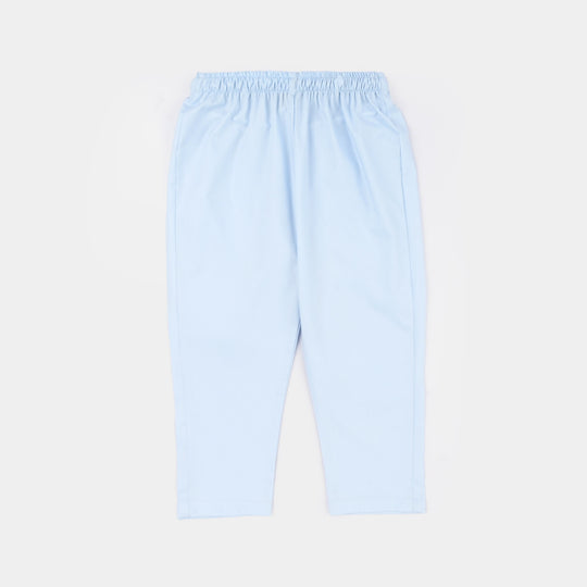 Teens Boys Poly Viscose Kurta Pajama (Cut Collar) - Light Blue