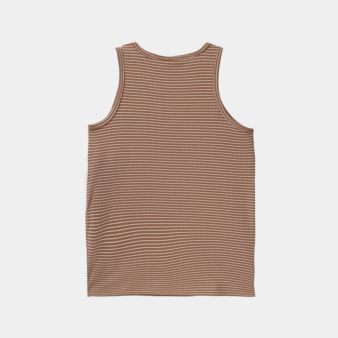 Boys Yarn Dyed Sando (Have A Good Day) - Brown