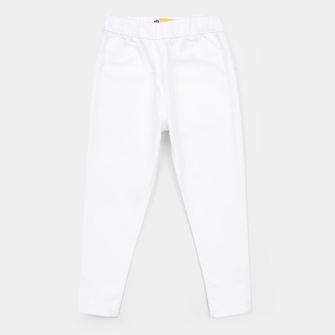 Girls Cotton Twill Basic Jeggings - White